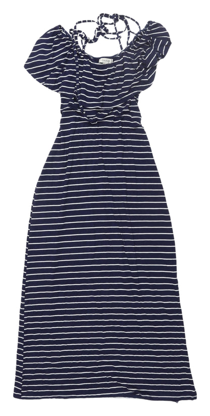 Oasis Women's Blue Striped Maxi Dress XS