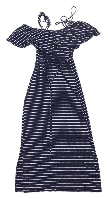 Oasis Women's Blue Striped Maxi Dress XS