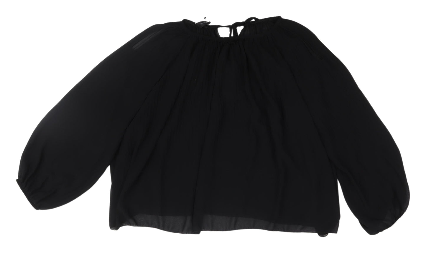 Womens UK Size 10/12 Izabel London Black Basic Blouse