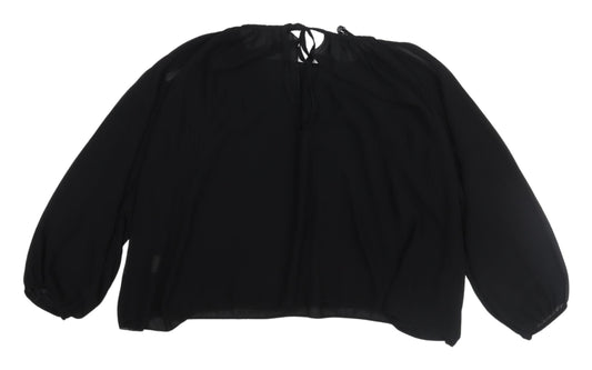 Womens UK Size 10/12 Izabel London Black Basic Blouse