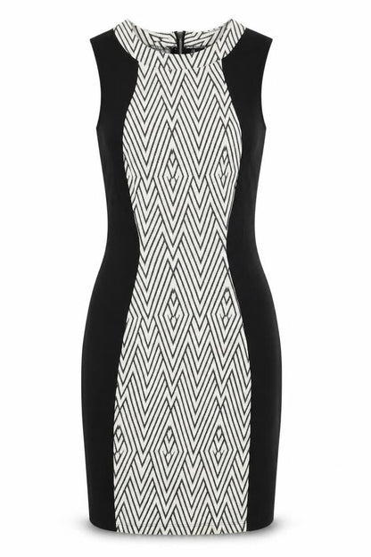 H&M Women's Black Bodycon Dress, Size 6, Geometric Pattern
