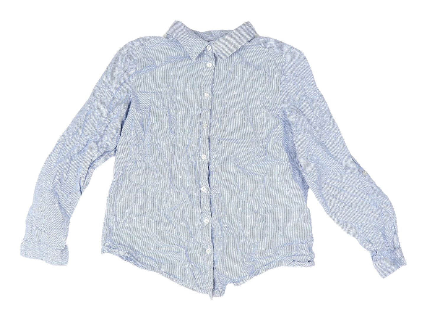 M&Co Women's Blue Button-Up Shirt, UK 10, Classic Style