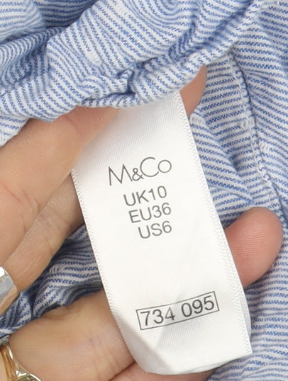 M&Co Women's Blue Button-Up Shirt, UK 10, Classic Style