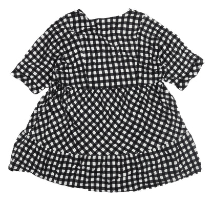 Next Women's Black White Check Trapeze Dress Size 22