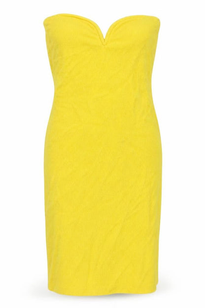 H&M Women's Yellow Bodycon Strapless Mini Dress XS