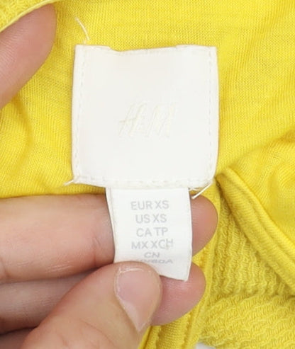 H&M Women's Yellow Bodycon Strapless Mini Dress XS