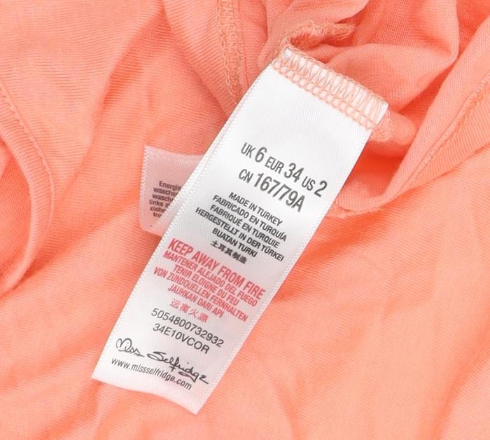 Miss Selfridge Women's Orange Camisole Tank Top UK 6