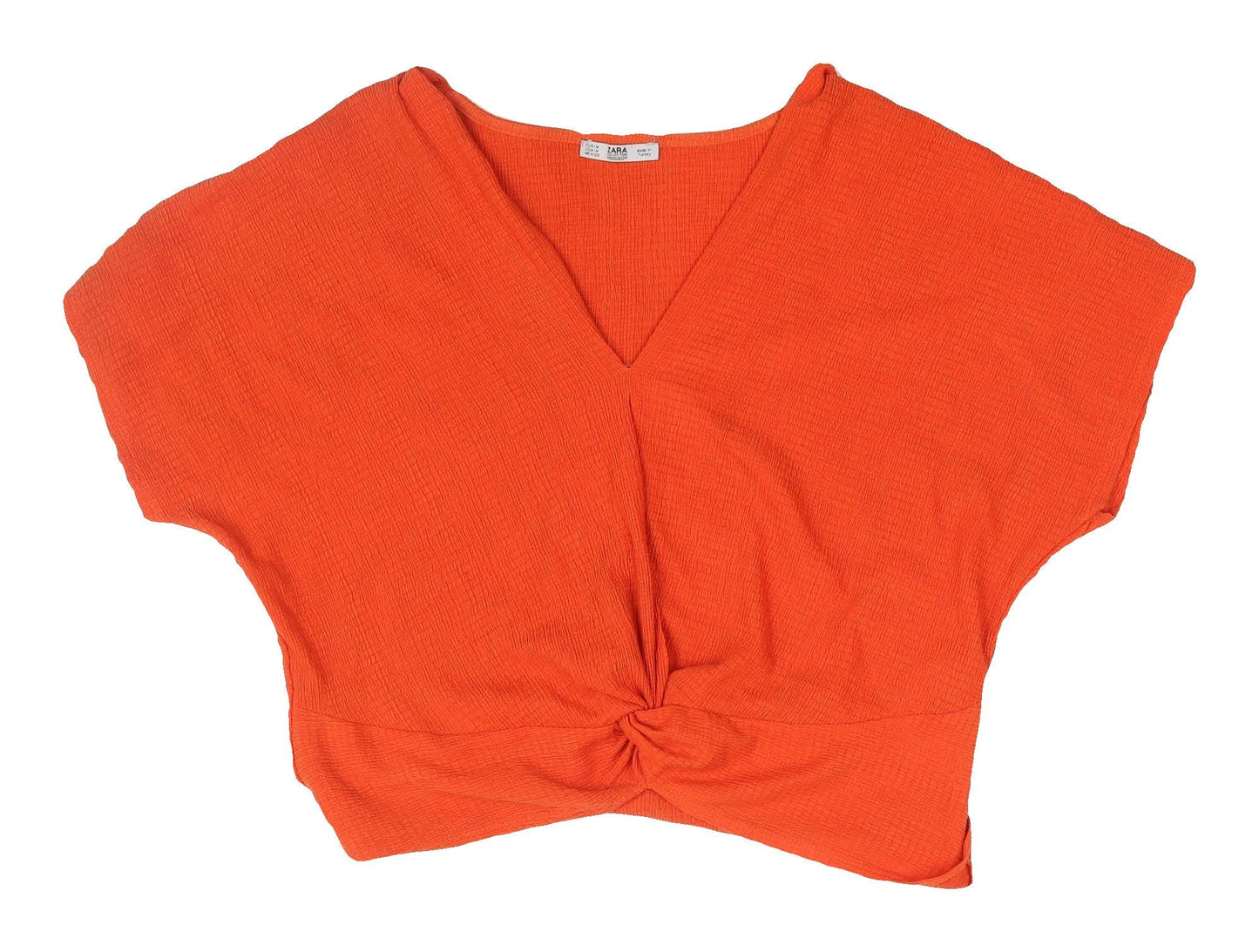Womens UK Size 12 Zara Orange Cropped Blouse