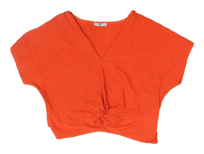 Womens UK Size 12 Zara Orange Cropped Blouse