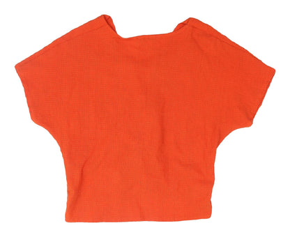 Womens UK Size 12 Zara Orange Cropped Blouse