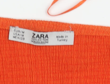 Womens UK Size 12 Zara Orange Cropped Blouse
