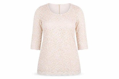 Ruth Langsford Beige Lace Blouse, Women's XS, Party Style