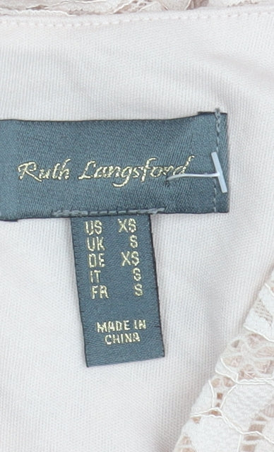 Ruth Langsford Beige Lace Blouse, Women's XS, Party Style