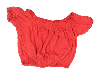 Womens UK Size S H&M Red Cropped Blouse