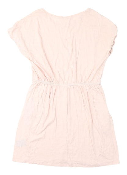 Basic Women's Beige A-Line Dress, Size 12, Summer Casual