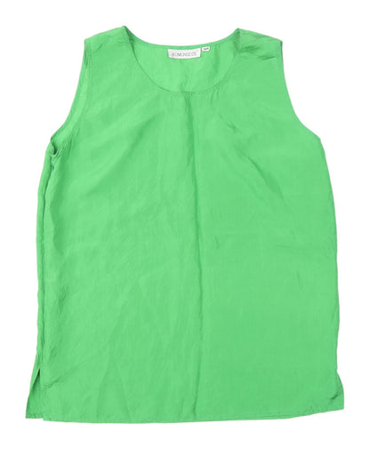 Komunseide Women's Green Silk Tank Top M