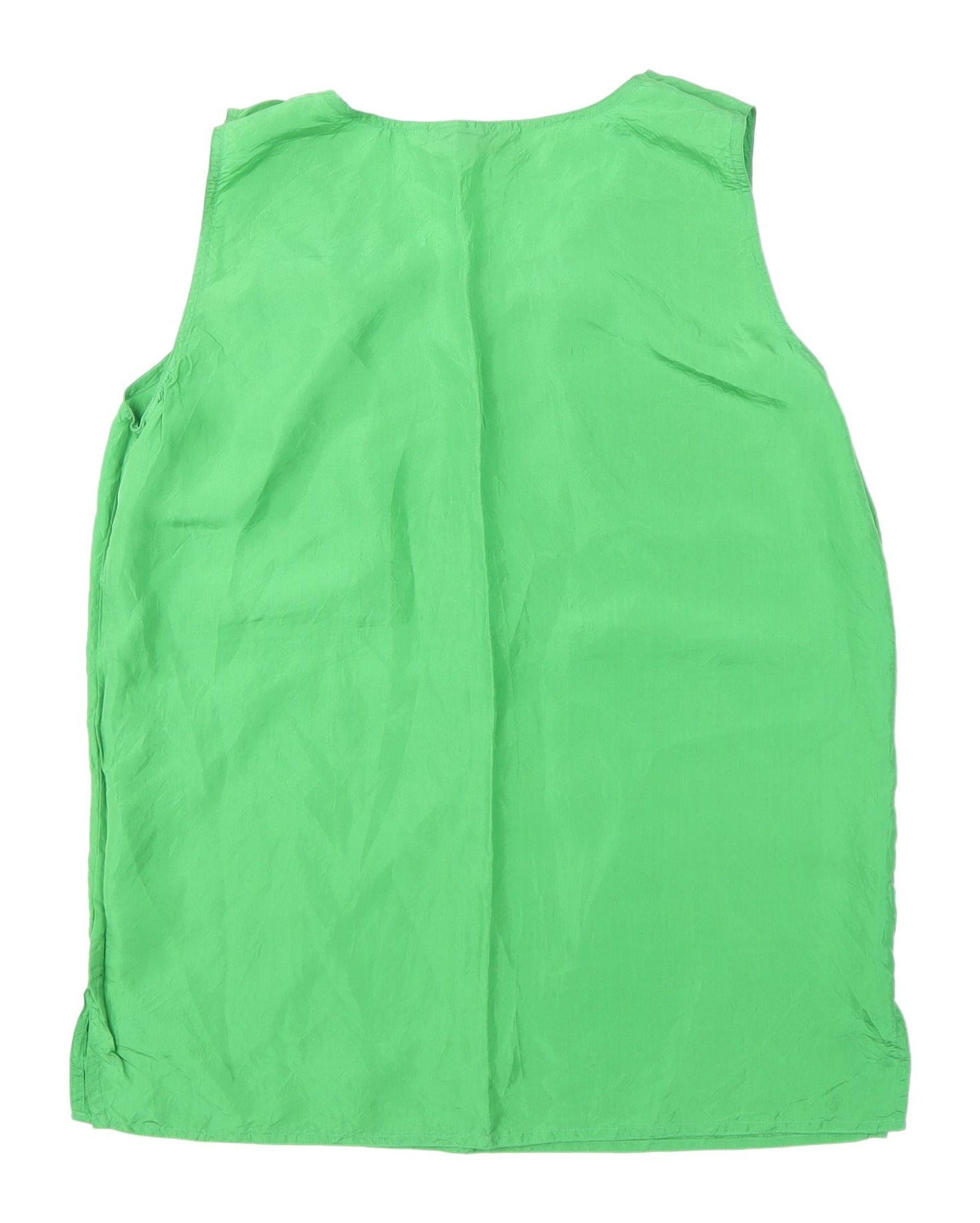 Komunseide Women's Green Silk Tank Top M