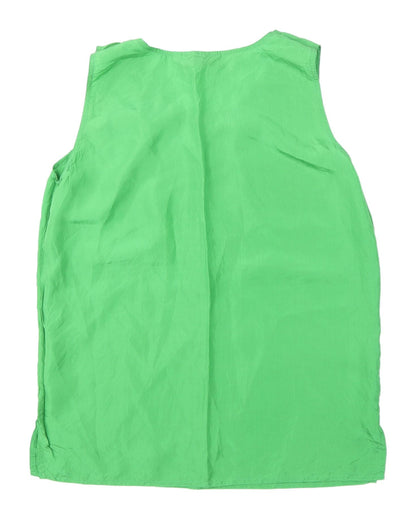 Komunseide Women's Green Silk Tank Top M