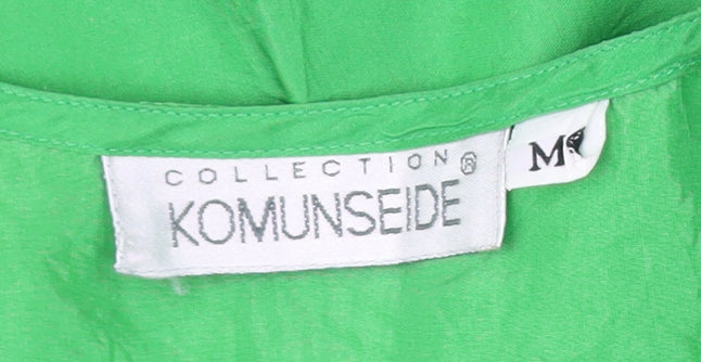 Komunseide Women's Green Silk Tank Top M