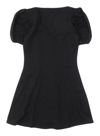 H&M Women’s Black V-Neck Puff Sleeve Dress S