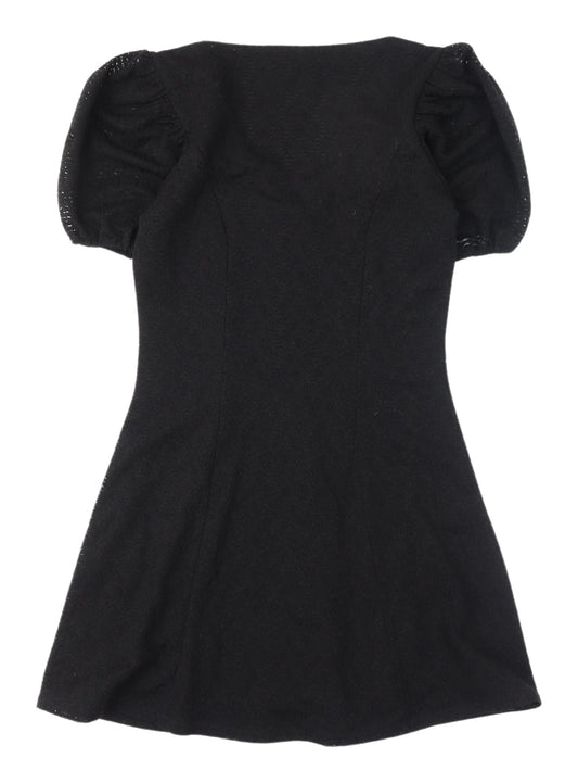 H&M Women’s Black V-Neck Puff Sleeve Dress S