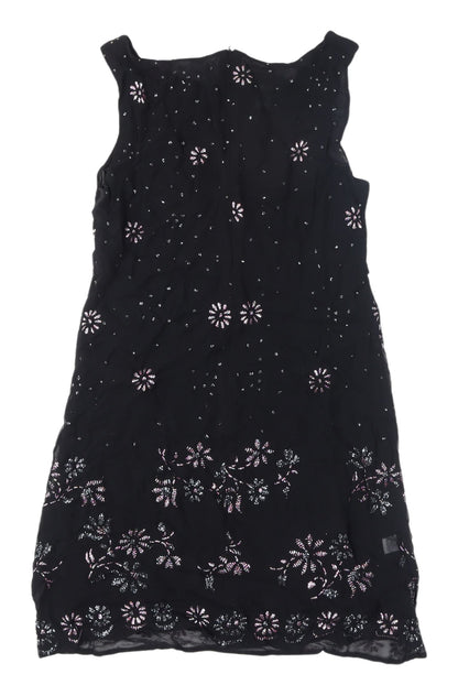 Hobbs Black Embroidered Sleeveless Dress UK 12
