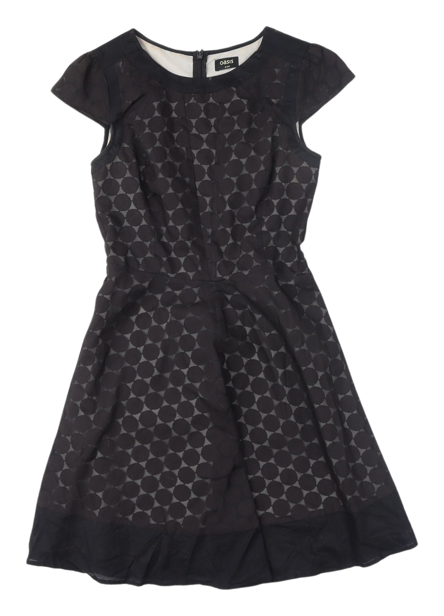Oasis Women's Black A-Line Geometric Dress UK 8