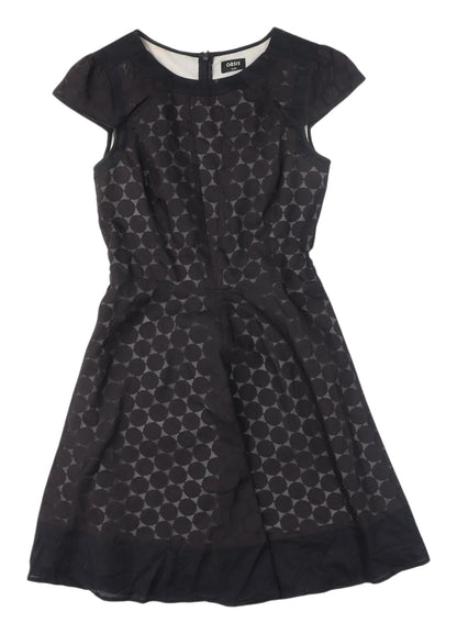 Oasis Women's Black A-Line Geometric Dress UK 8