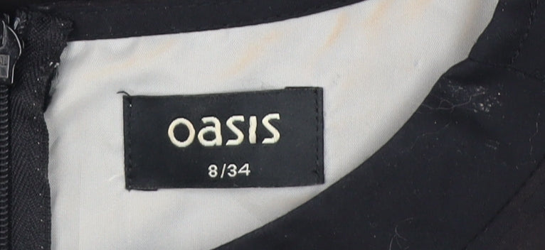 Oasis Women's Black A-Line Geometric Dress UK 8