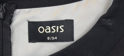 Oasis Women's Black A-Line Geometric Dress UK 8