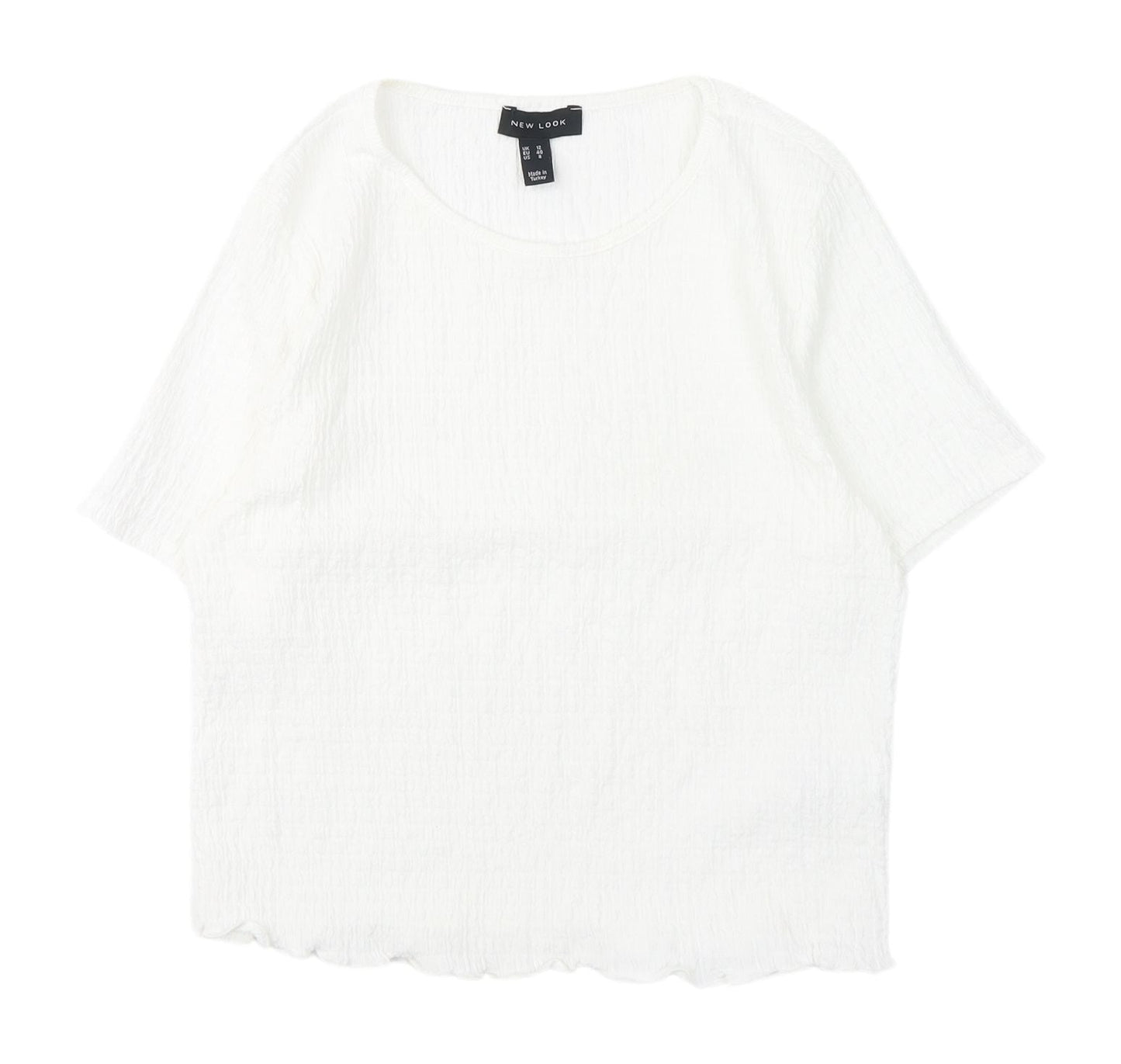 New Look Women's White Basic T-Shirt, Size 12, Casual Summer Wear