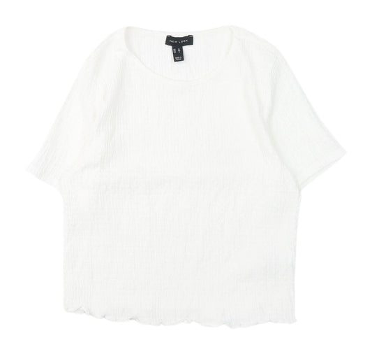 New Look Women's White Basic T-Shirt, Size 12, Casual Summer Wear