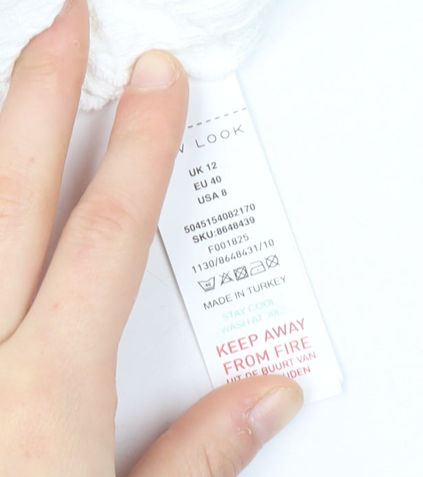 New Look Women's White Basic T-Shirt, Size 12, Casual Summer Wear