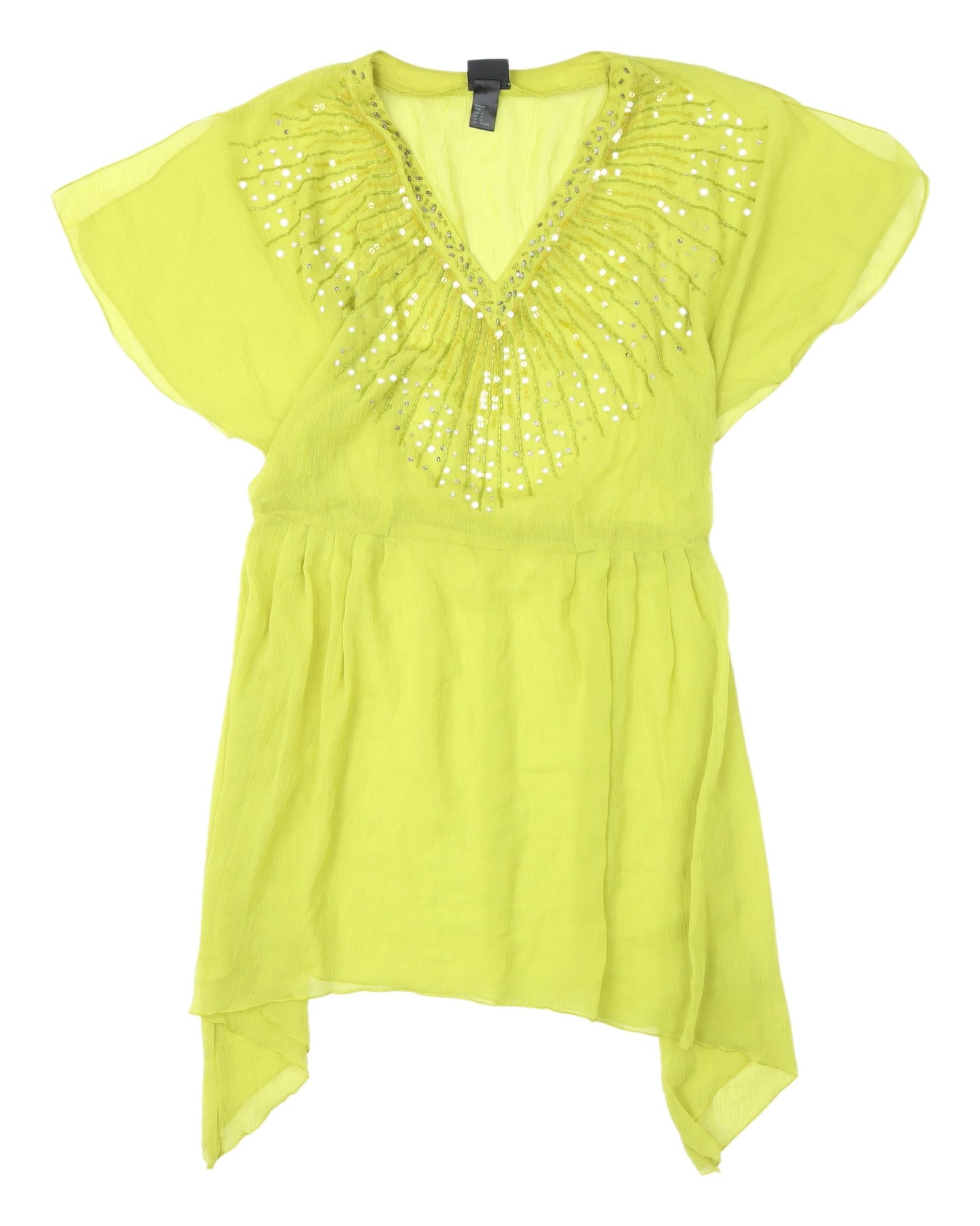 Womens UK Size 12 H&M Green Tunic Blouse