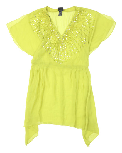 Womens UK Size 12 H&M Green Tunic Blouse