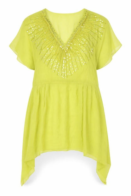 Womens UK Size 12 H&M Green Tunic Blouse