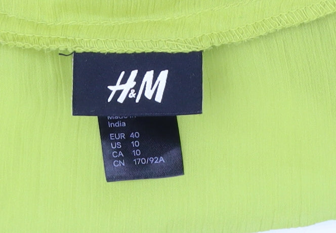 Womens UK Size 12 H&M Green Tunic Blouse
