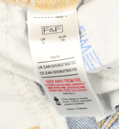 F&F Women's Blue Straight Distressed Jeans Size 6