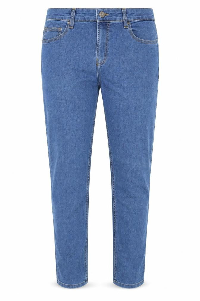 Front view of Denim Co. Slim Blue Jeans, unisex adult, size 38