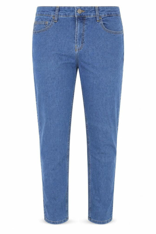 Front view of Denim Co. Slim Blue Jeans, unisex adult, size 38