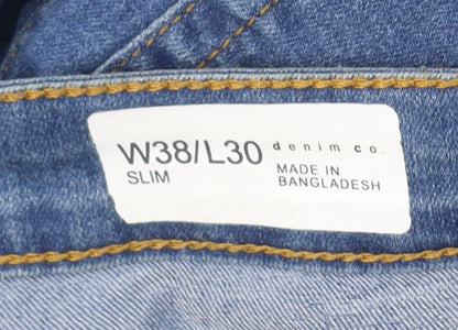 Denim Co. Slim Blue Jeans, Unisex Adult, Size 38