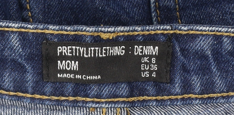 PrettyLittleThing Blue Mom Jeans, Size 8, Women's Denim
