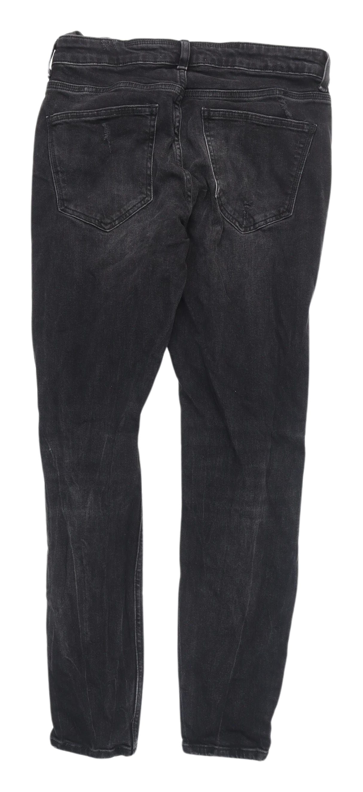 Zara Men's Black Skinny Distressed Jeans Size 12