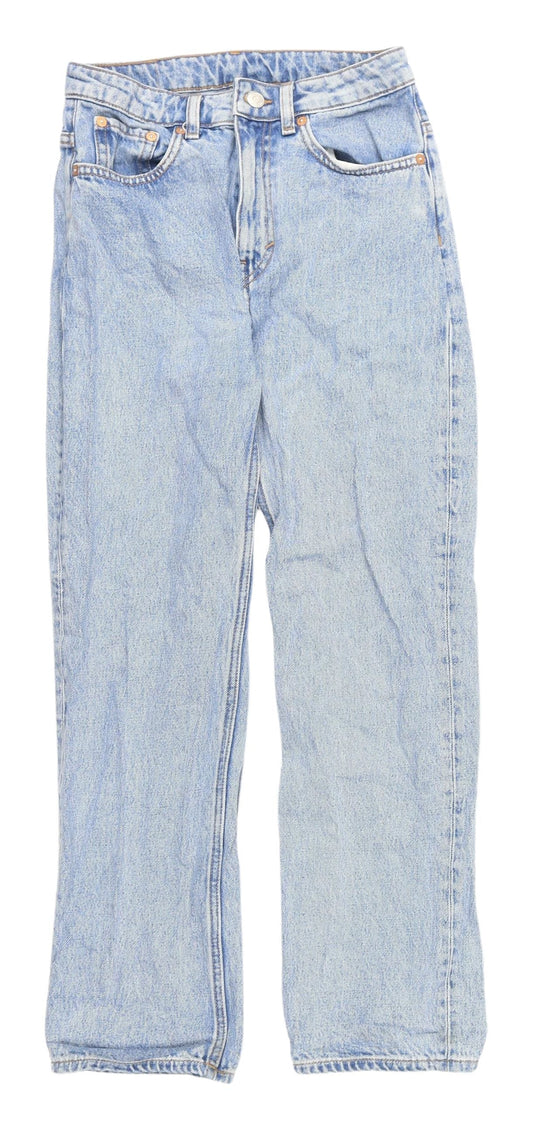 Womens UK Size M Weekday Regular Fit Straight Blue Jeans