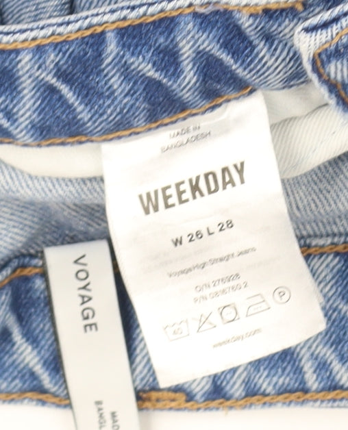 Womens UK Size M Weekday Regular Fit Straight Blue Jeans