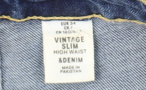 Womens UK Size 6 H&M Slim Fit Straight Blue Jeans