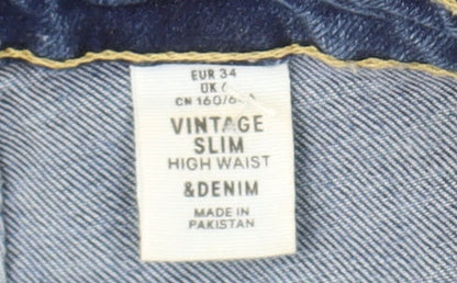 Womens UK Size 6 H&M Slim Fit Straight Blue Jeans
