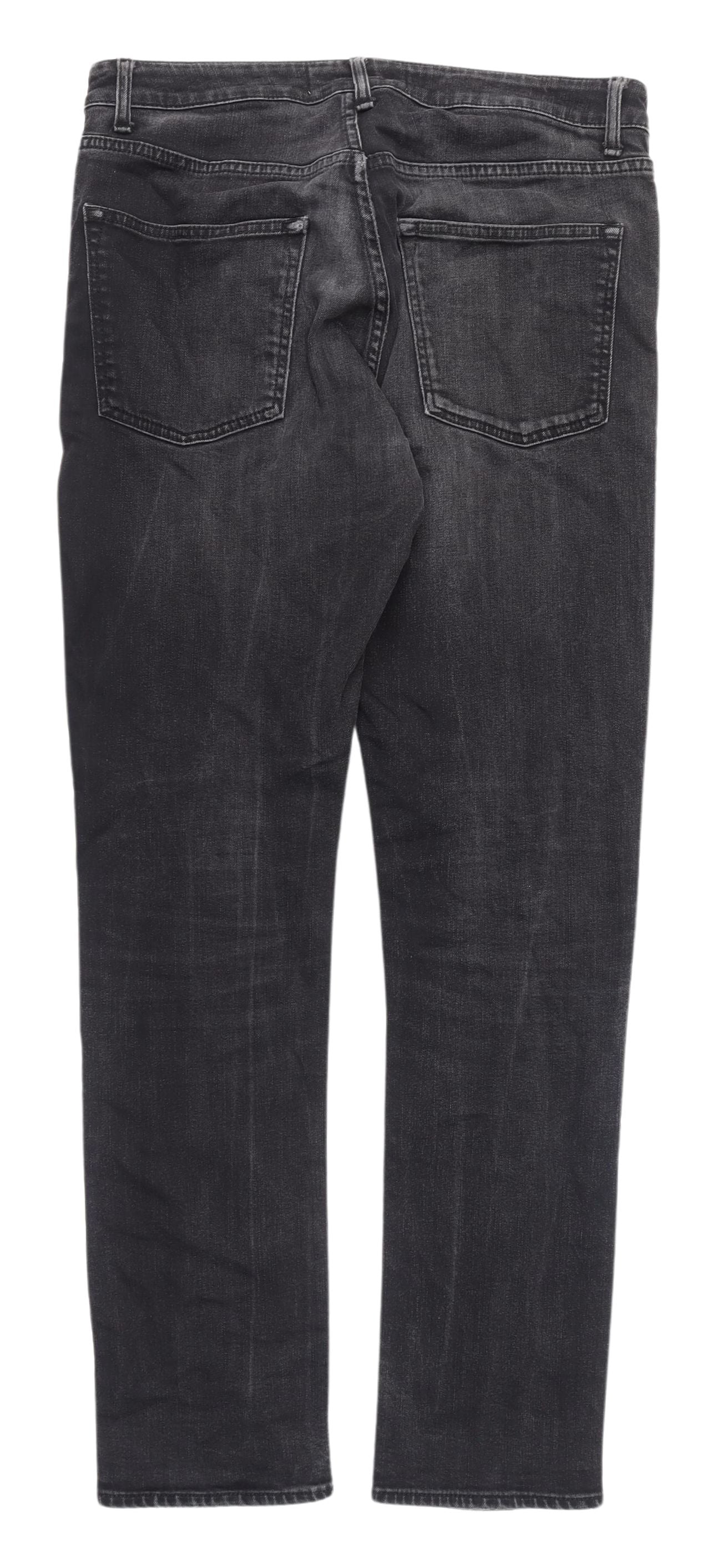 Unisex Adultss UK Size 34 Topman Regular Fit Straight Black Jeans