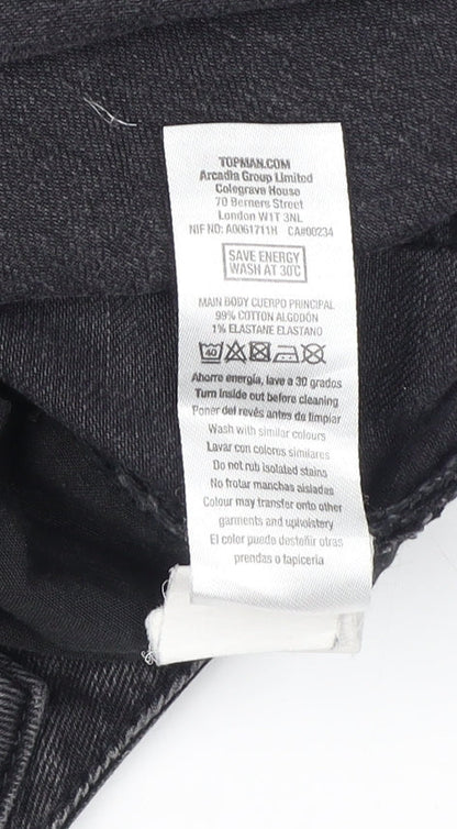 Unisex Adultss UK Size 34 Topman Regular Fit Straight Black Jeans