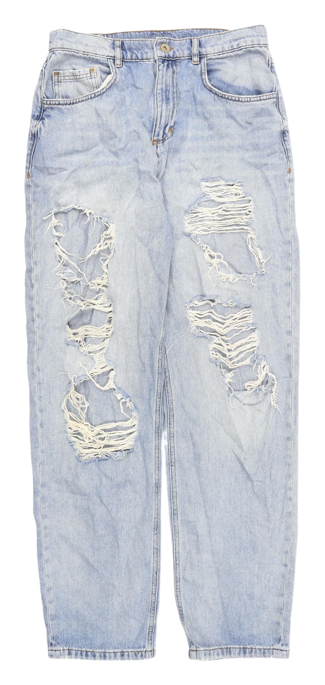 Collusion Blue Distressed Boyfriend Jeans L Women